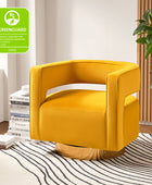 Agata Modern Velvet Swivel Barrel Armchair with 3D Curved Open Back