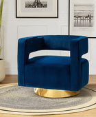 Agata Modern Velvet Swivel Barrel Armchair with 3D Curved Open Back