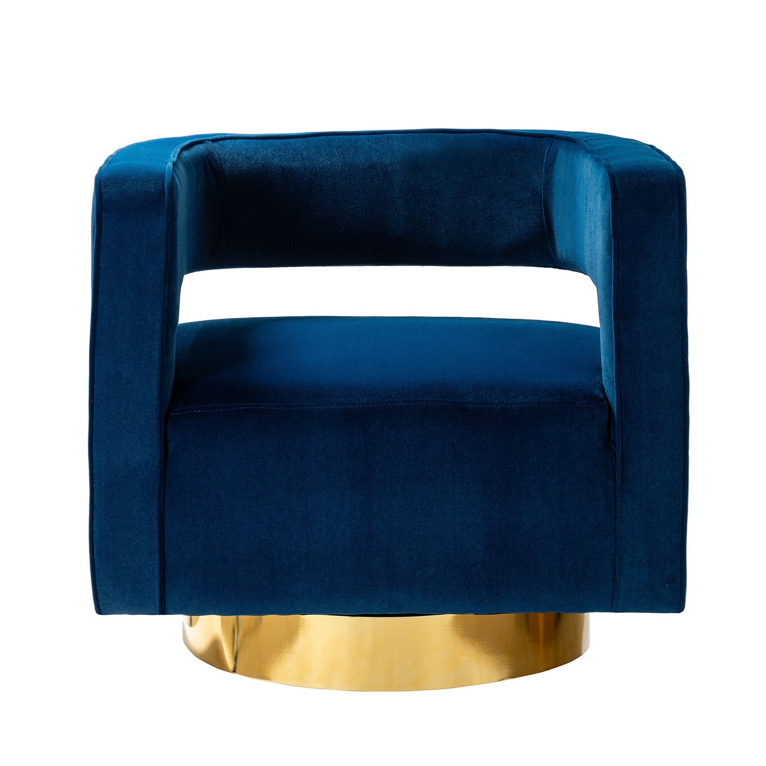 Agata Modern Velvet Swivel Barrel Armchair with 3D Curved Open Back