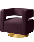 Agata Modern Velvet Swivel Barrel Armchair with 3D Curved Open Back