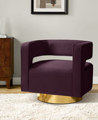 Agata Modern Velvet Swivel Barrel Armchair with 3D Curved Open Back