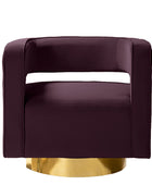 Agata Modern Velvet Swivel Barrel Armchair with 3D Curved Open Back