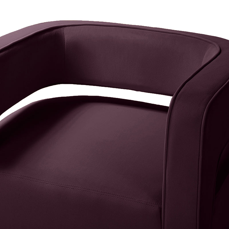 Agata Modern Velvet Swivel Barrel Armchair with 3D Curved Open Back