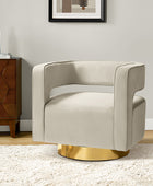 Agata Modern Velvet Swivel Barrel Armchair with 3D Curved Open Back