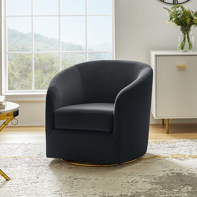 Emanuela Velvet Swivel Barrel Armchair