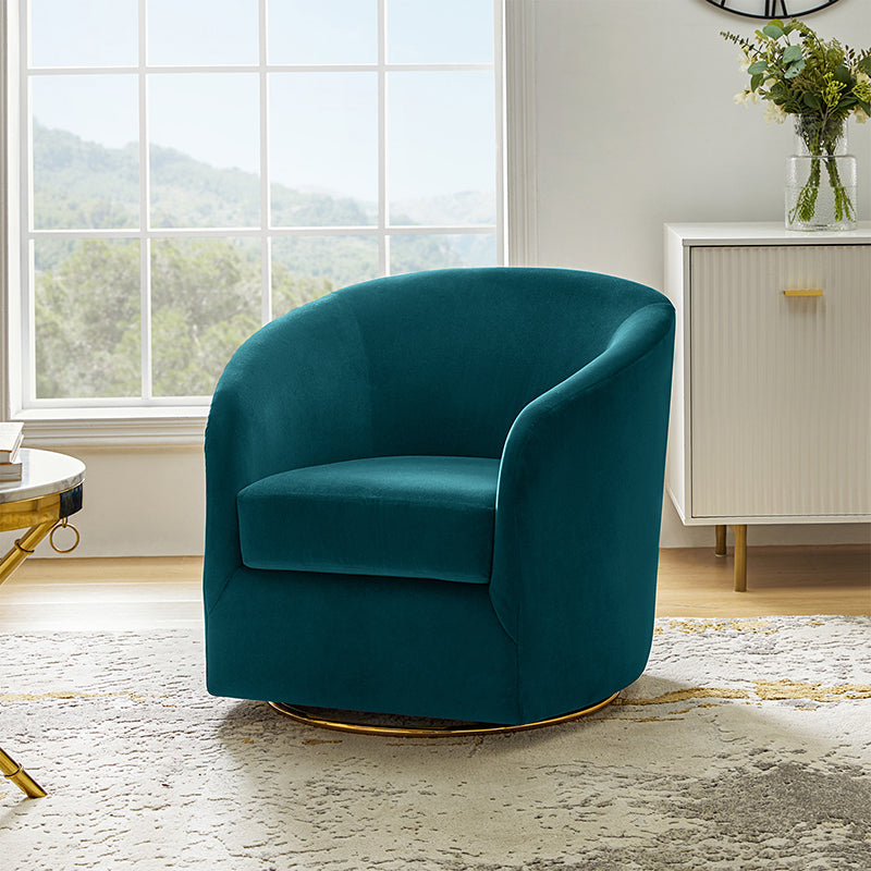 Emanuela Velvet Swivel Barrel Armchair