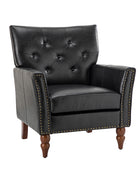 Klaus Vegan Leather Tufted Classic Armchair with Nailhead Trim