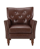 Klaus Vegan Leather Tufted Classic Armchair with Nailhead Trim