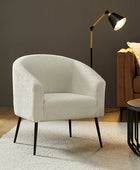 Gregory Modern Boucle Barrel Accent Chair with Metal Base