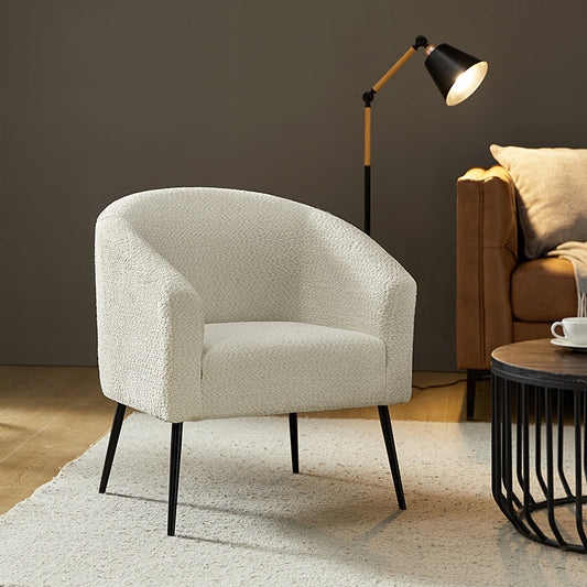 Gregory Modern Boucle Barrel Accent Chair with Metal Base