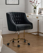 Penelope Velvet Tufted Adjustable Swivel Office Chair