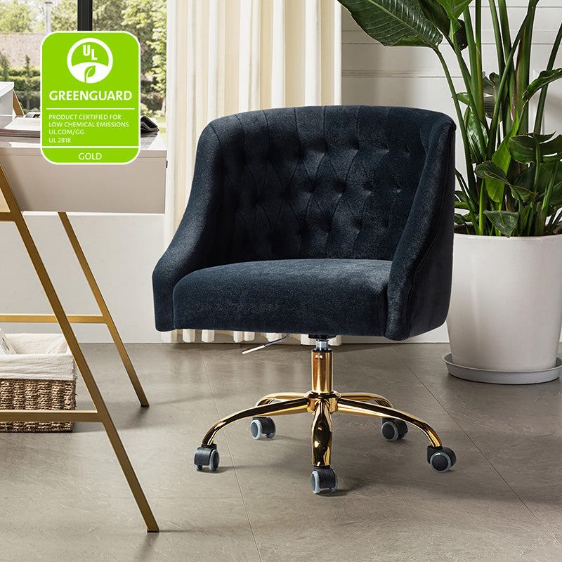 Penelope Velvet Tufted Adjustable Swivel Office Chair