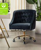 Penelope Velvet Tufted Adjustable Swivel Office Chair