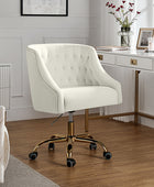 Penelope Velvet Tufted Adjustable Swivel Office Chair