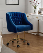 Penelope Velvet Tufted Adjustable Swivel Office Chair