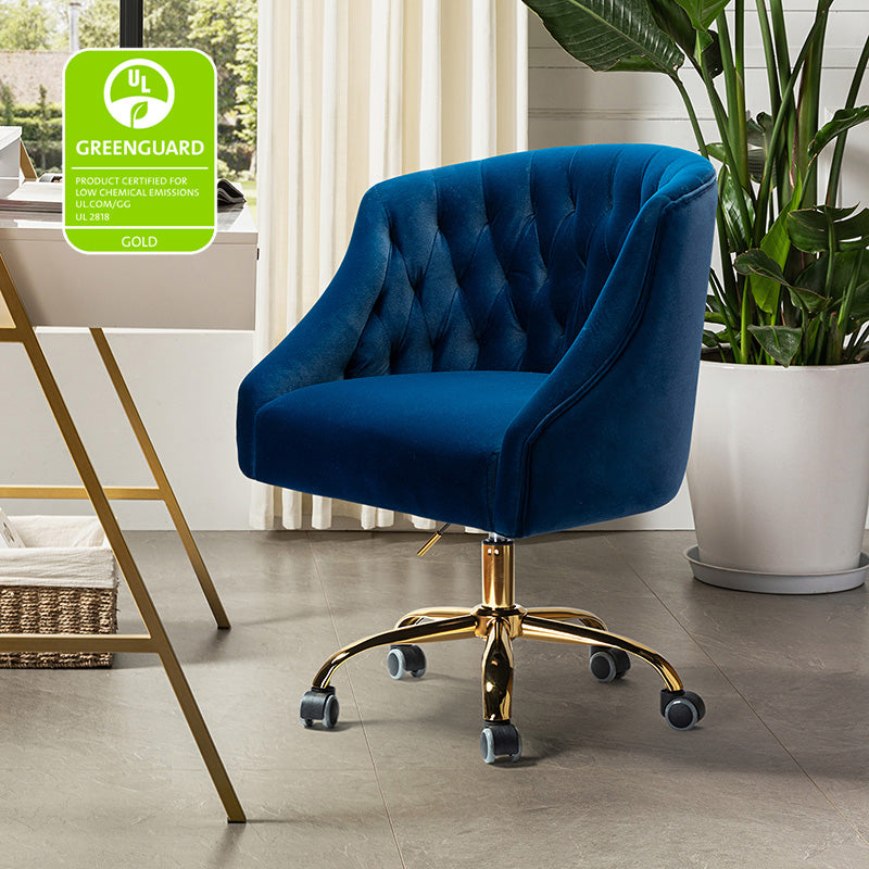 Penelope Velvet Tufted Adjustable Swivel Office Chair