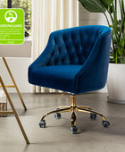 Penelope Velvet Tufted Adjustable Swivel Office Chair