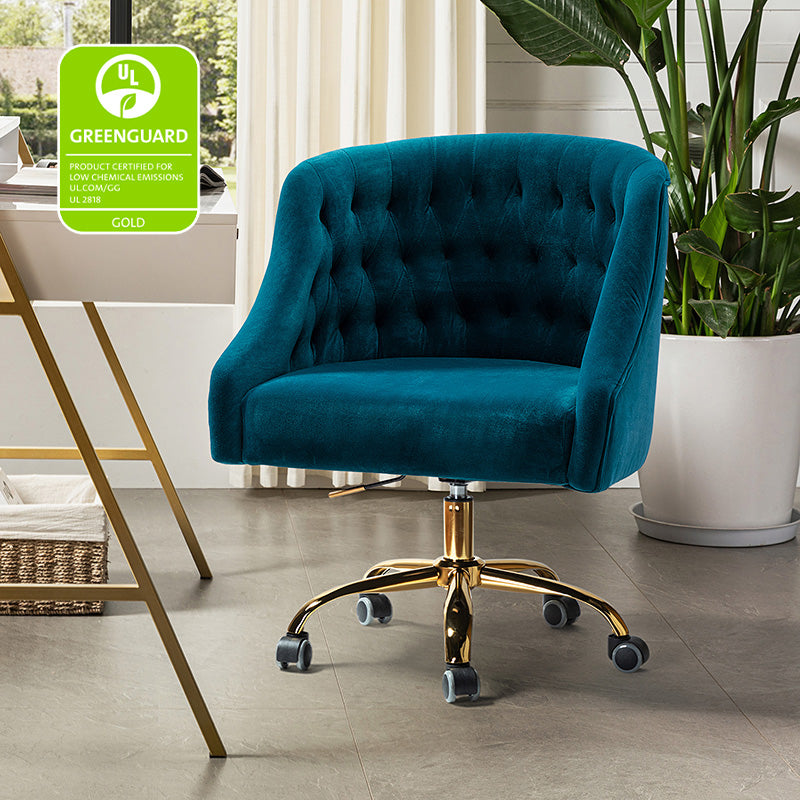 Penelope Velvet Tufted Adjustable Swivel Office Chair