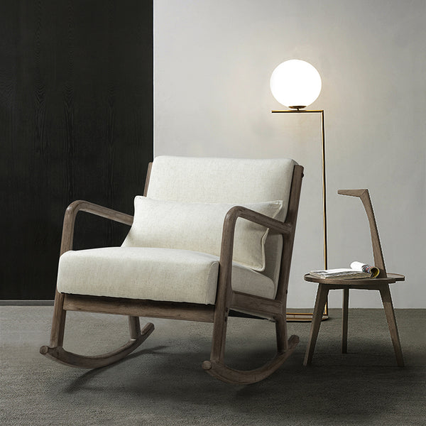 Ceferino Mid-Century Rocking Chair with Lumbar Pillow
