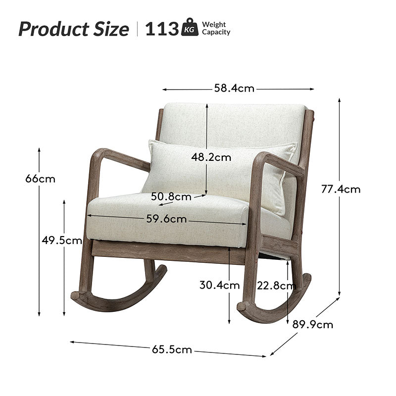 Ceferino Mid-Century Rocking Chair with Lumbar Pillow