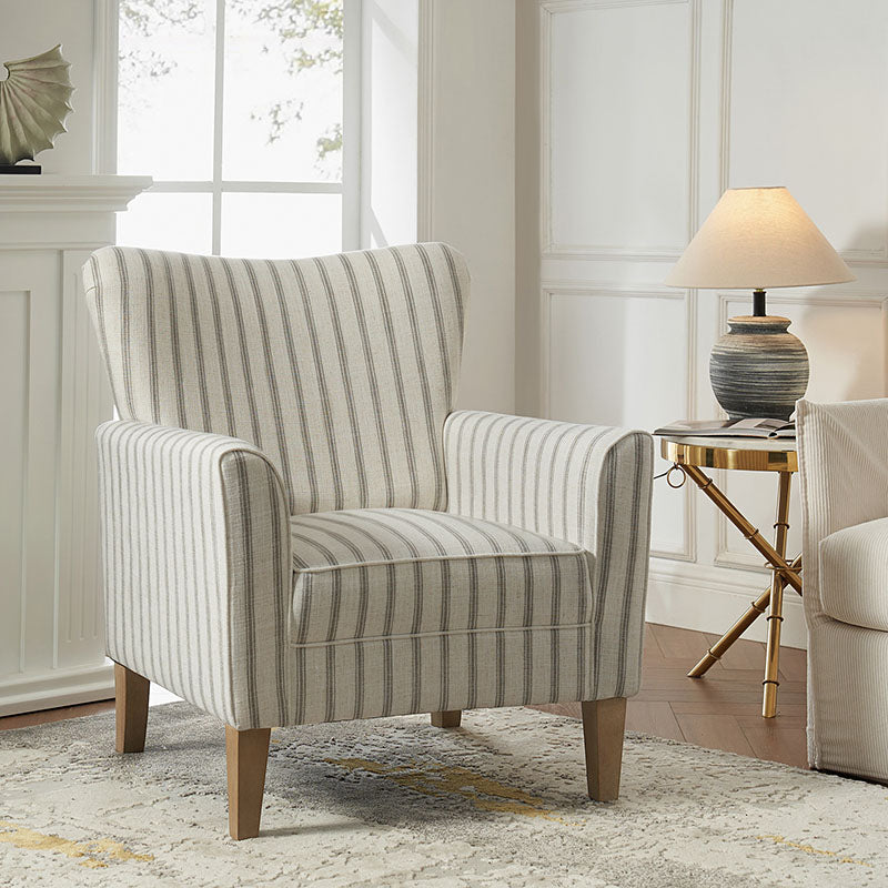 Rachel Nautical Stripe Design Wingback Armchair