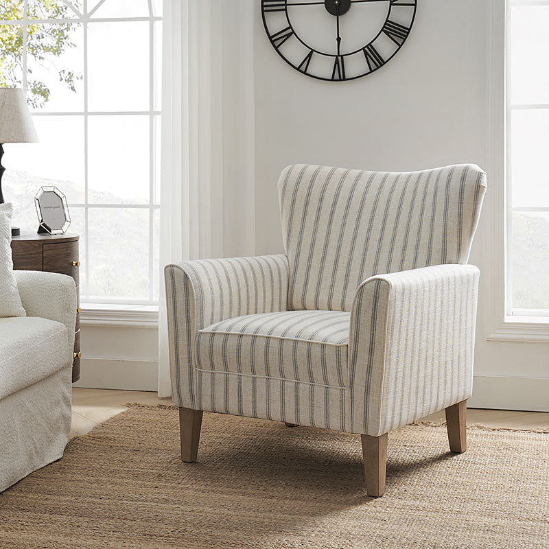Rachel Nautical Stripe Design Wingback Armchair
