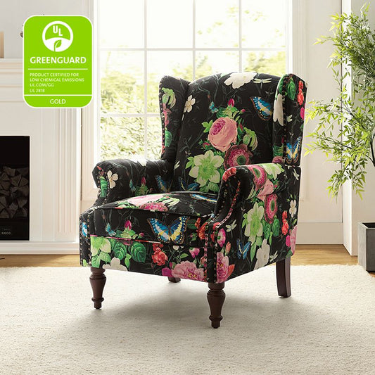 Wingback Armchair with Sturdy Spindle Legs