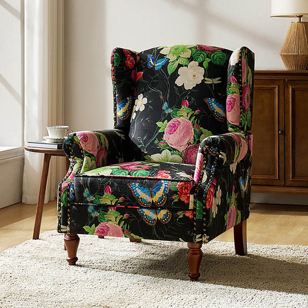 Wingback Armchair with Sturdy Spindle Legs