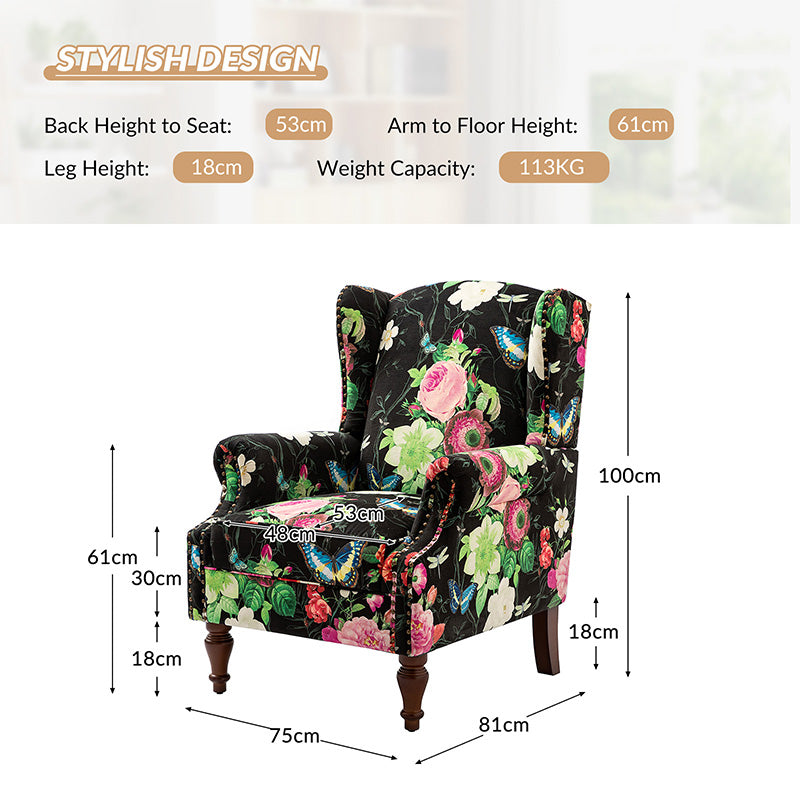 Felix Wingback Armchair with Sturdy Spindle Legs