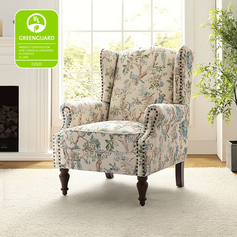 Wingback Armchair with Sturdy Spindle Legs