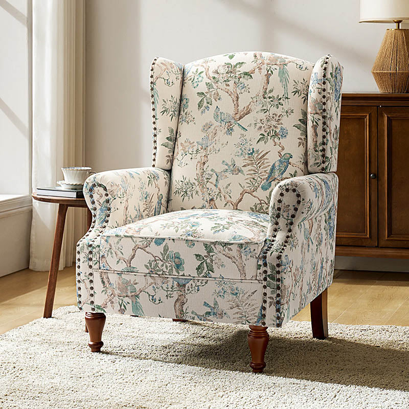 Wingback Armchair with Sturdy Spindle Legs