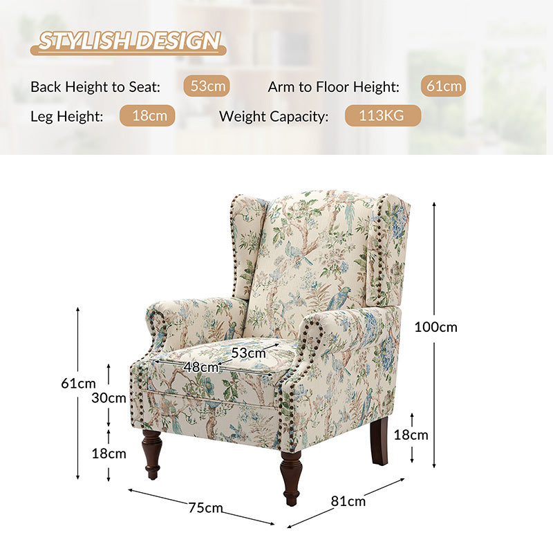 Felix Wingback Armchair with Sturdy Spindle Legs