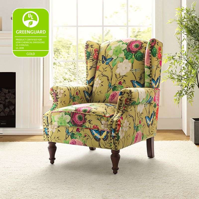 Wingback Armchair with Sturdy Spindle Legs