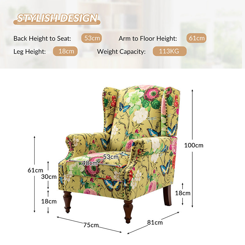 Felix Wingback Armchair with Sturdy Spindle Legs