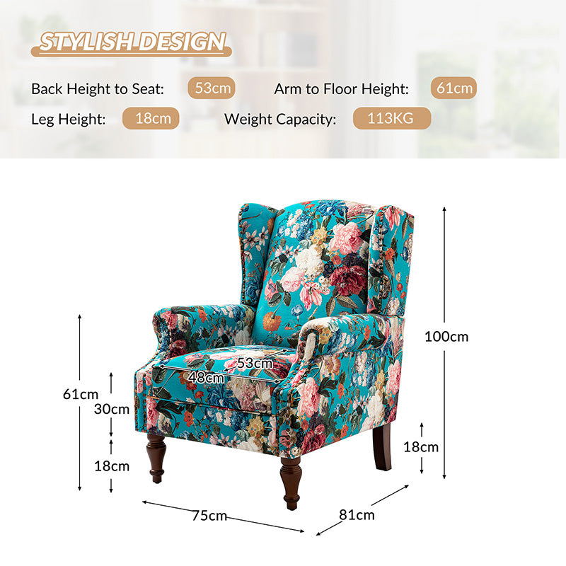 Felix Wingback Armchair with Sturdy Spindle Legs