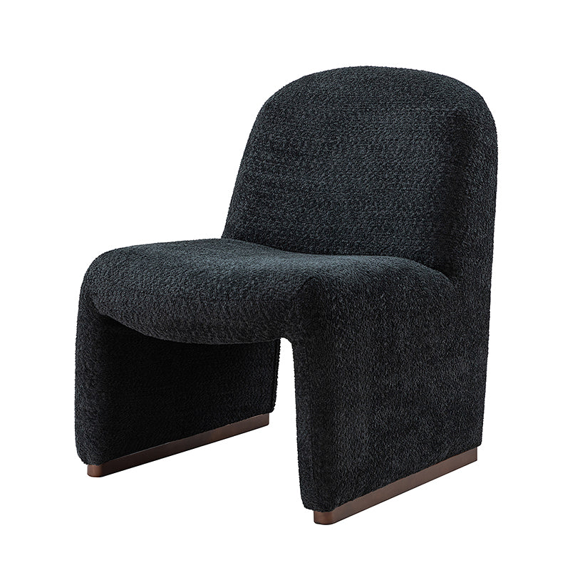 Ludwig Modern Accent Boucle Side Chair with Walnut Legs