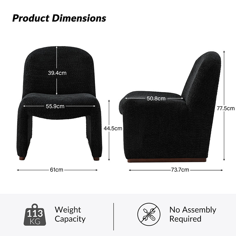 Ludwig Modern Accent Boucle Side Chair with Walnut Legs