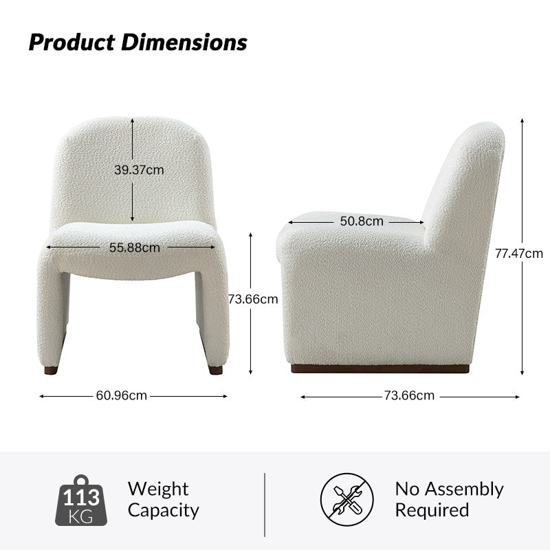 Ludwig Modern Accent Boucle Side Chair with Walnut Legs