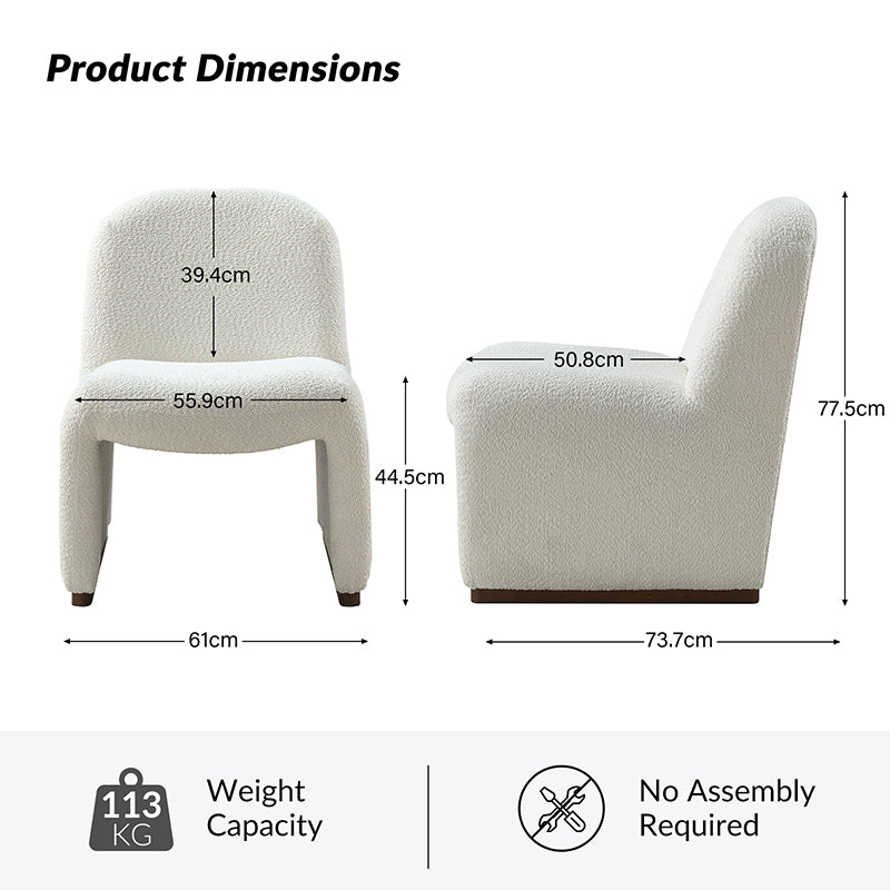Ludwig Modern Accent Boucle Side Chair with Walnut Legs
