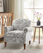 Matteo Floral Upholstered Accent Armchair with Nailhead Trim