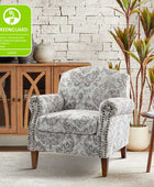 Matteo Floral Upholstered Accent Armchair with Nailhead Trim