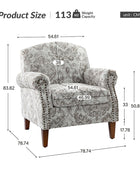 Matteo Floral Upholstered Accent Armchair with Nailhead Trim