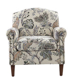 Matteo Floral Upholstered Accent Armchair with Nailhead Trim