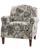 Matteo Floral Upholstered Accent Armchair with Nailhead Trim