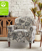 Matteo Floral Upholstered Accent Armchair with Nailhead Trim