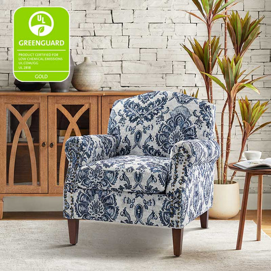 Matteo Floral Upholstered Accent Armchair with Nailhead Trim
