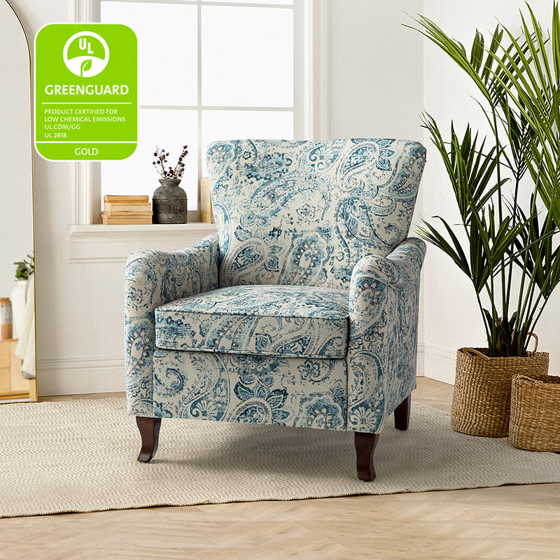 Raimund Farmhouse Floral Wingback Upholstered Armchair