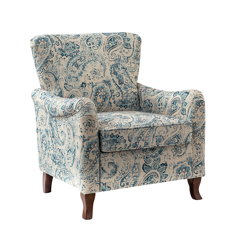 Raimund Farmhouse Floral Wingback Upholstered Armchair