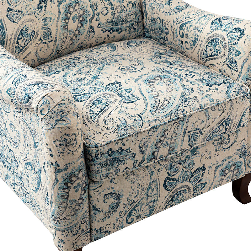 Raimund Farmhouse Floral Wingback Upholstered Armchair