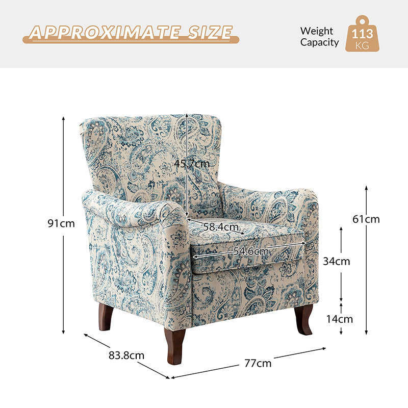 Raimund Farmhouse Floral Wingback Upholstered Armchair